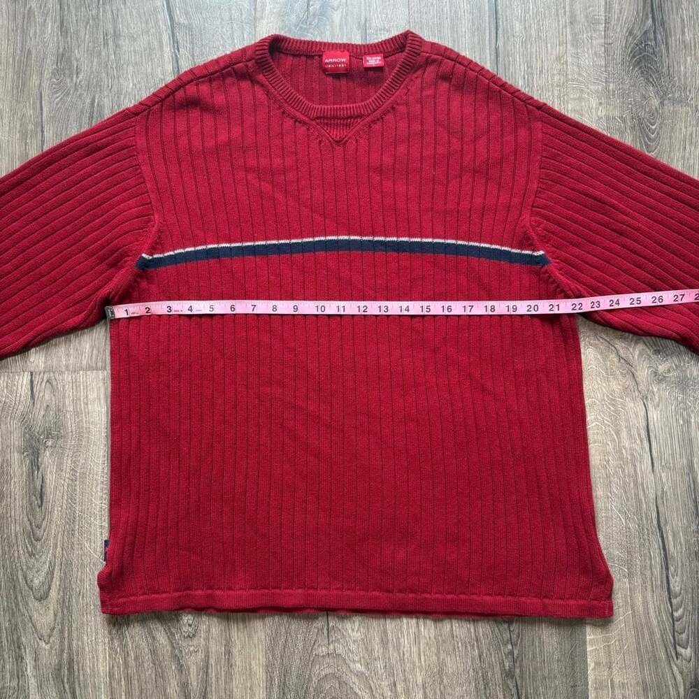 Arrow USA 1851 Ribbed Striped Sweater Red Large - Picture 7 of 8